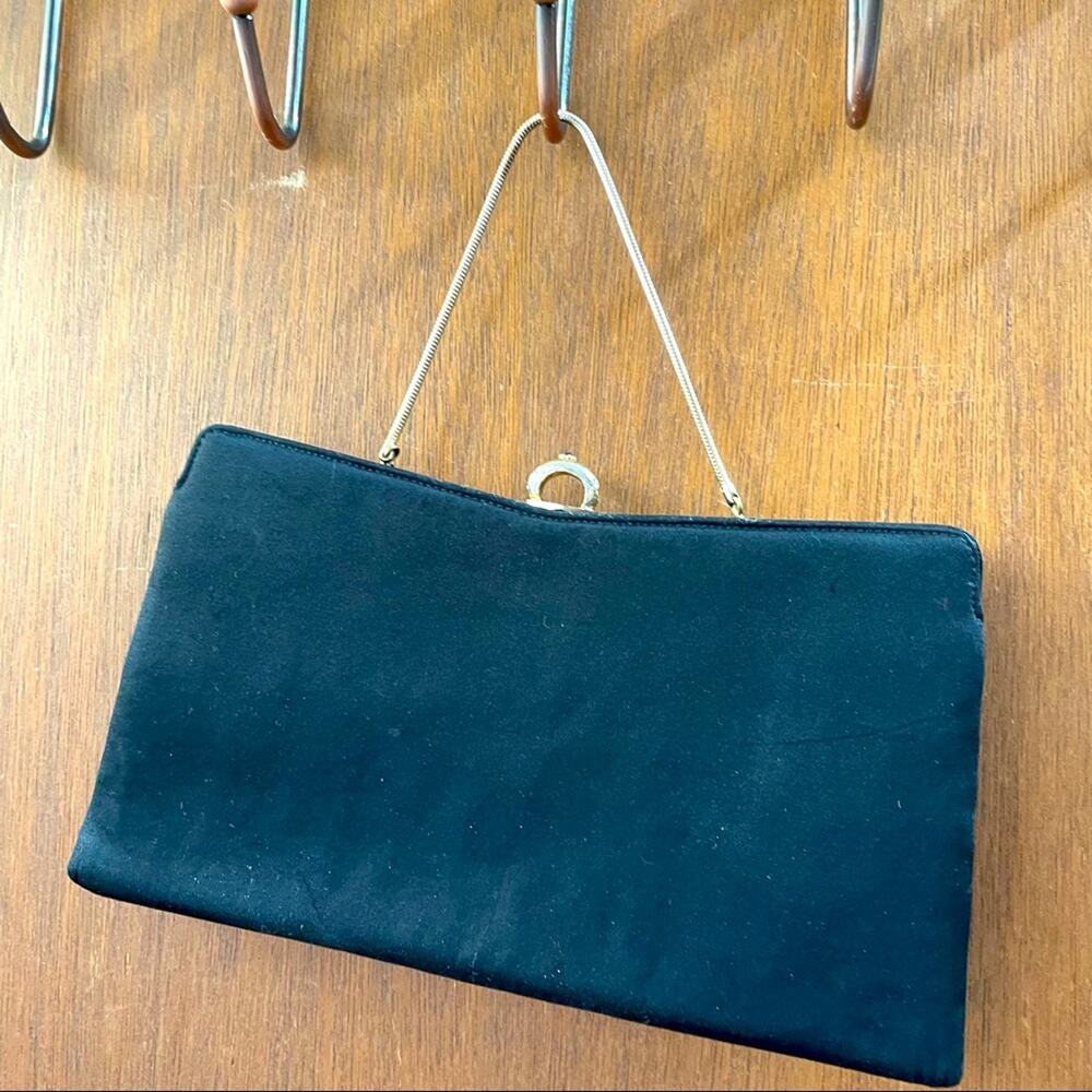 1950s black satin purse